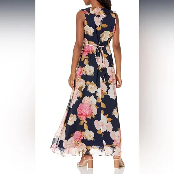 Karl Legerfeld Paris Chiffon Floral Dress Sleeveless Size 0 - Picture 4 of 7